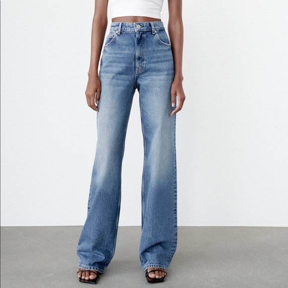 Zara High Waist Wide Leg Jeans - Picture 1 of 11